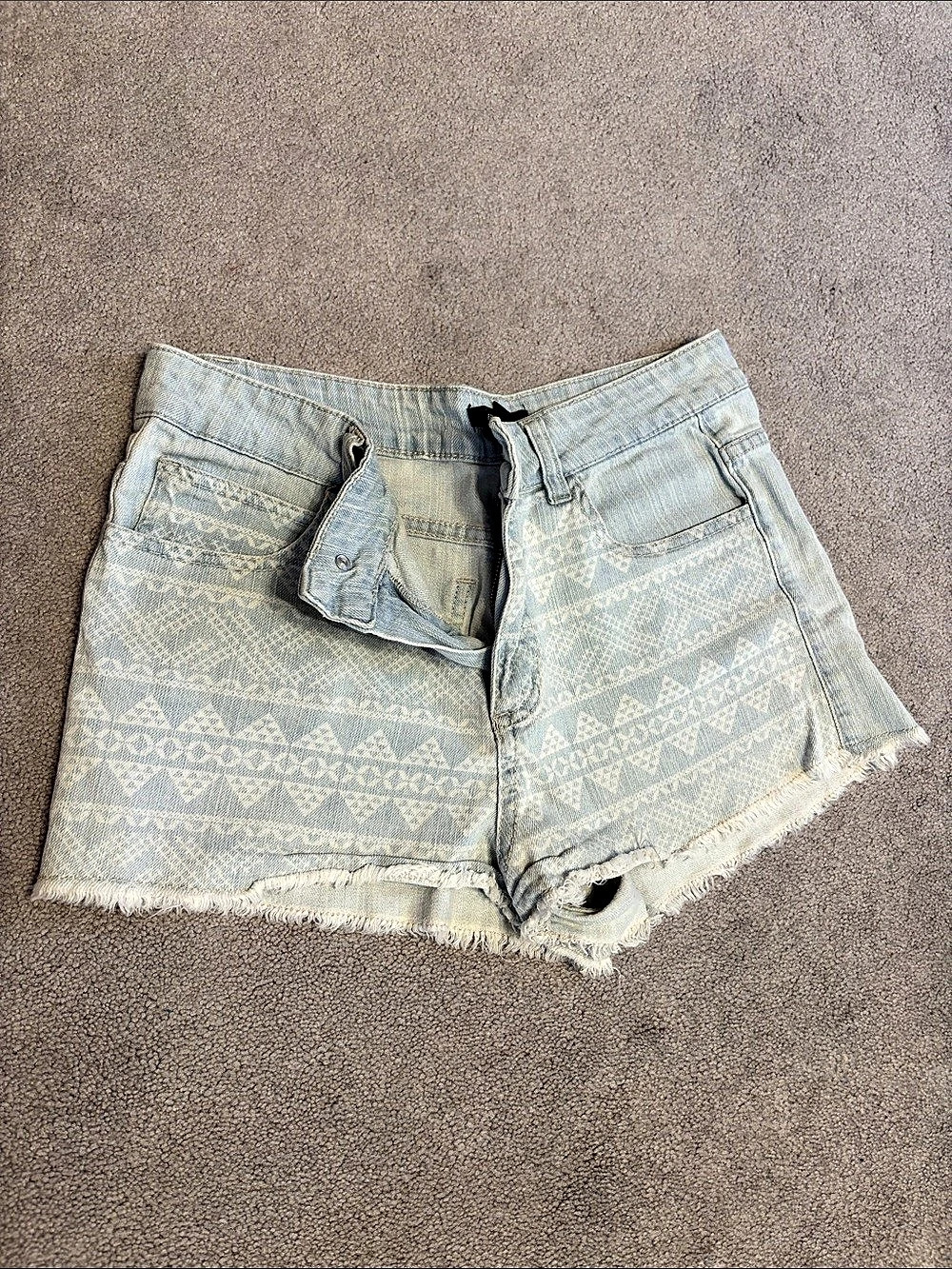 Forever 21 Geometric Denim Jean Shorts Size Medium